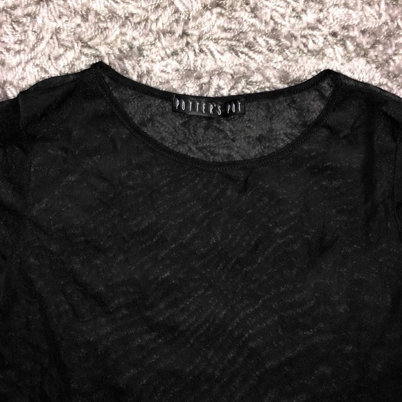 Potter’s Pot Mesh Floral Short Sleeve Top Size M - Picture 5 of 7